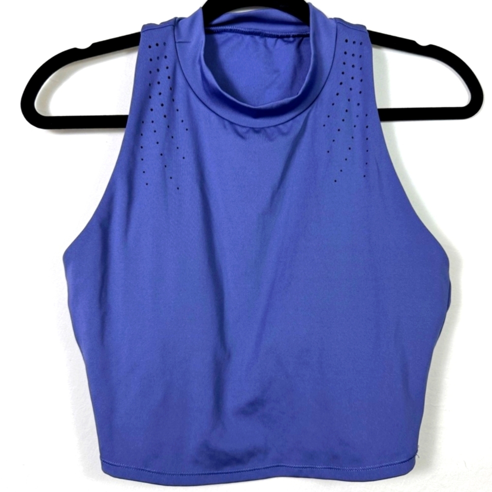All In Motion Purple Blue Racerback Sports bra Crop Top With Shelf Bra High Neck